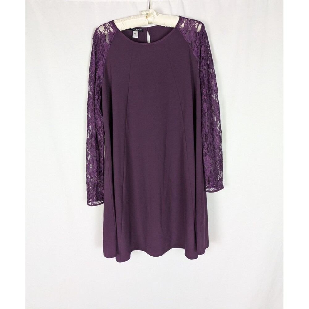 Simply Styled Women's Lace Sleeve A-Line Shift Dress Plum Purple L Cocktail